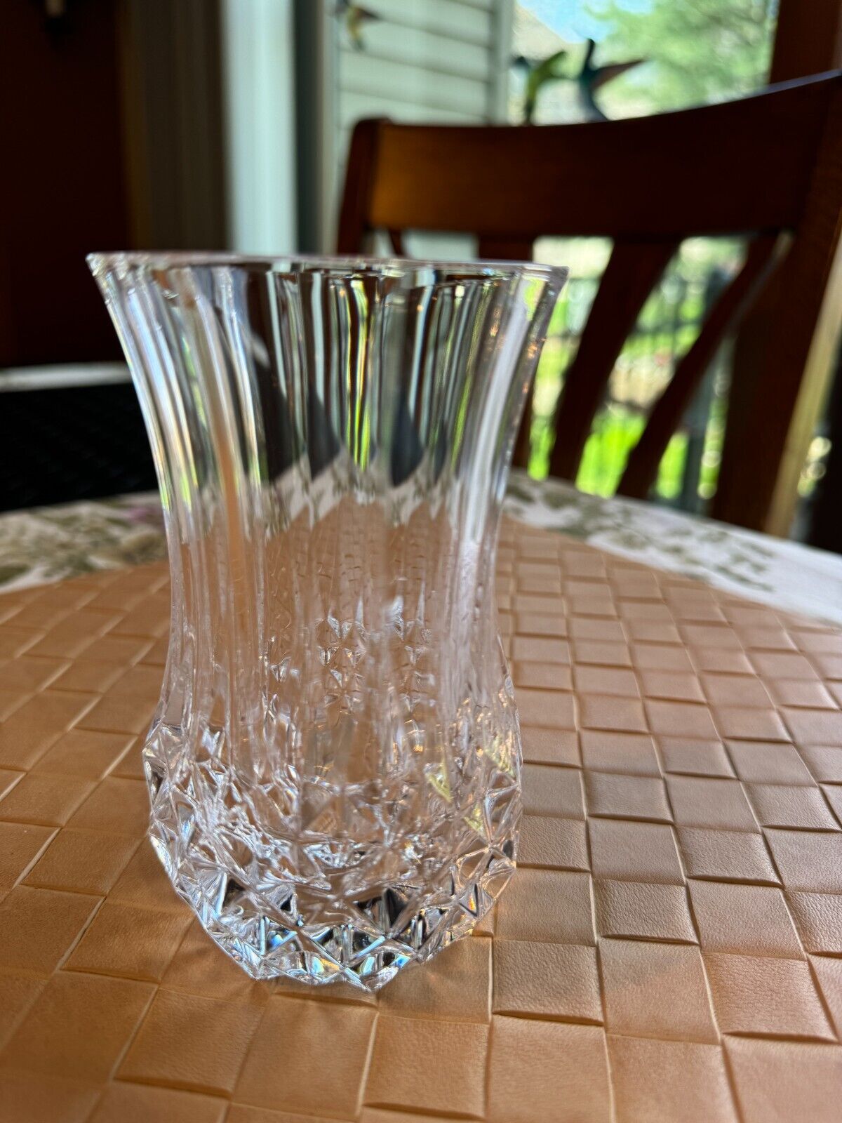 Crystal Clear Flower Vase Etched Design 5\