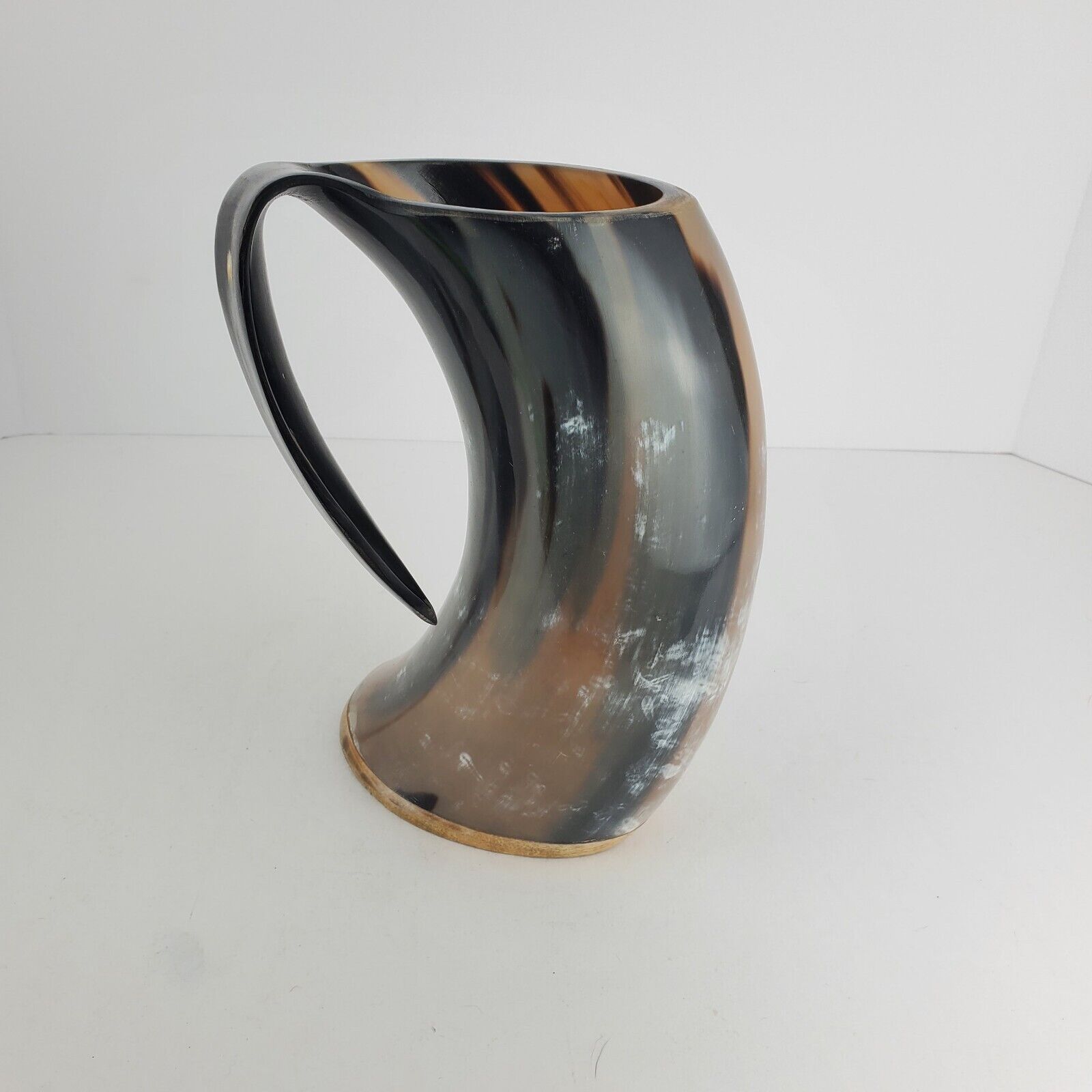 Genuine Viking Drinking Ox Horn Mug Norse Tradesman XL Polished 8.5\