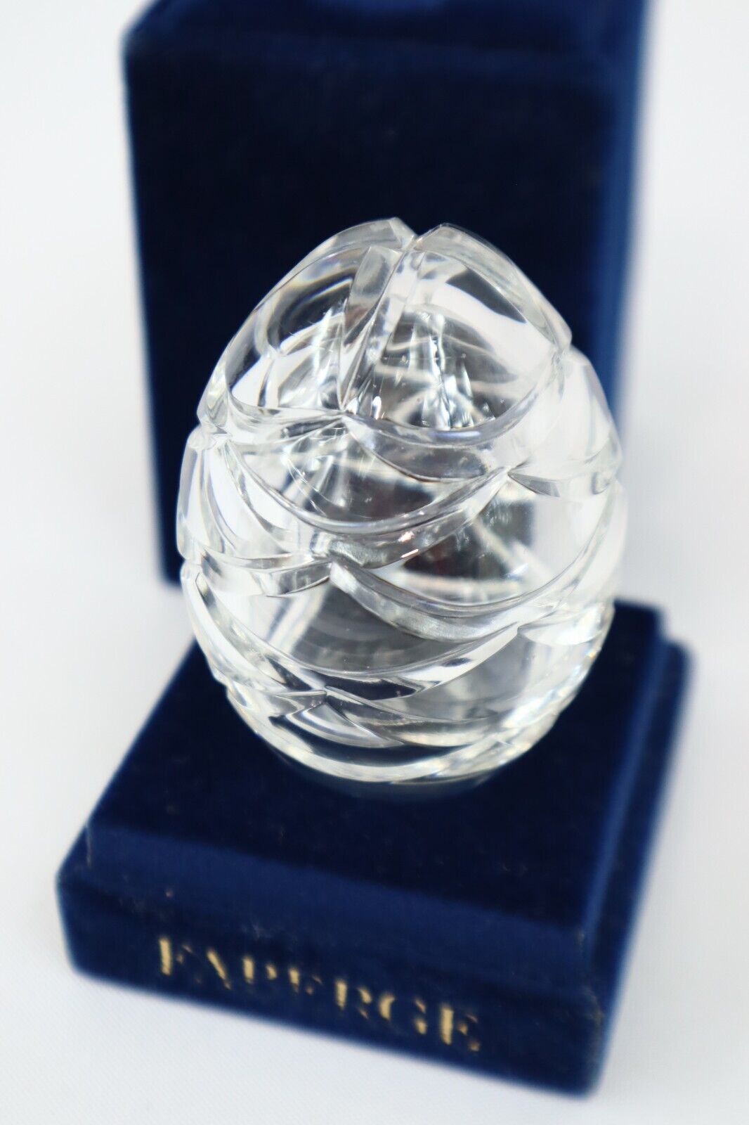 Vintage 1994 Faberge Crystal Egg Engraved Faberge #0711 w/ Presentation Box