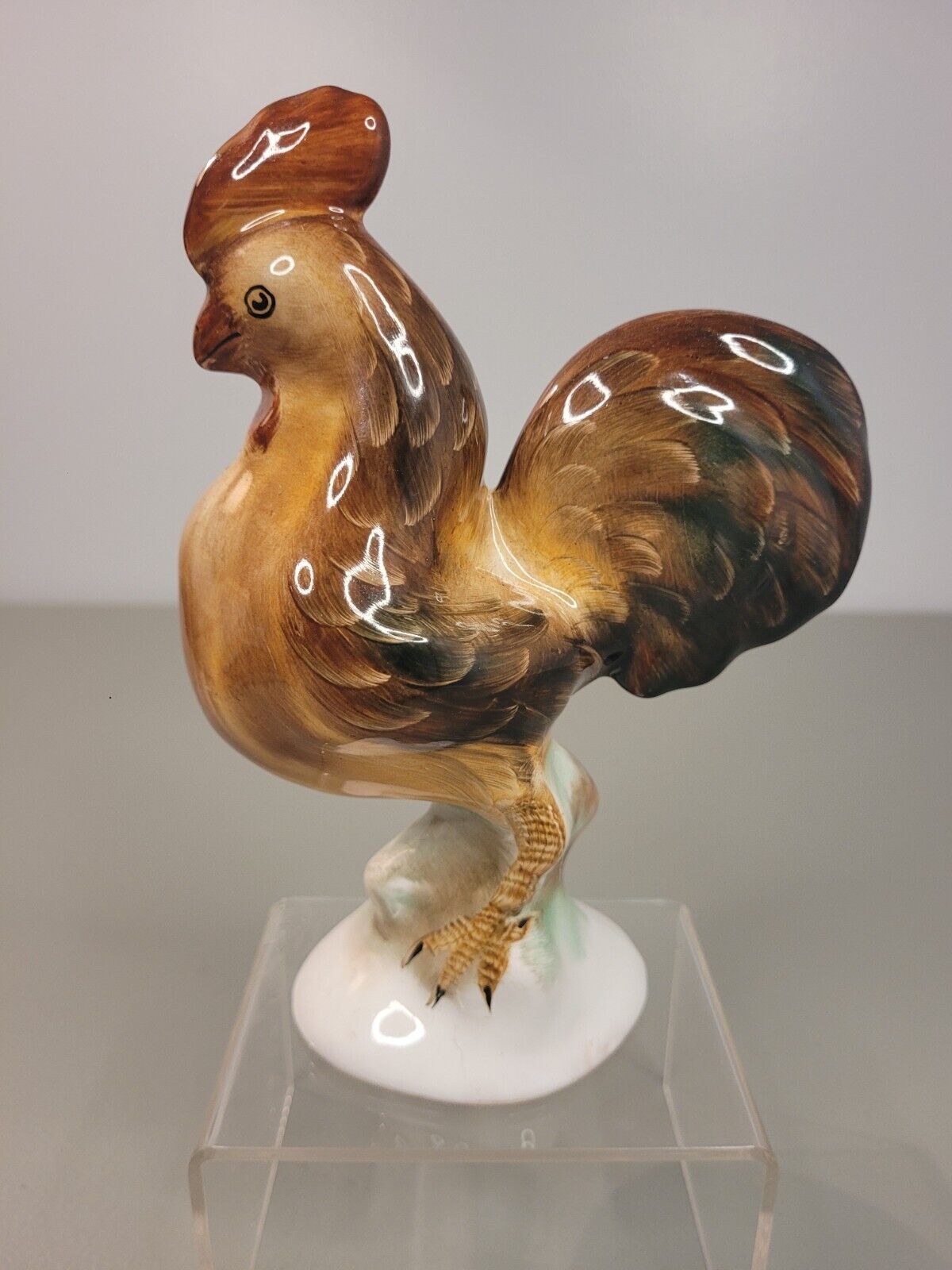 Vintage Porcelain Ceramic Hand Painted Farmhouse Chicken Rooster Figurine Statue