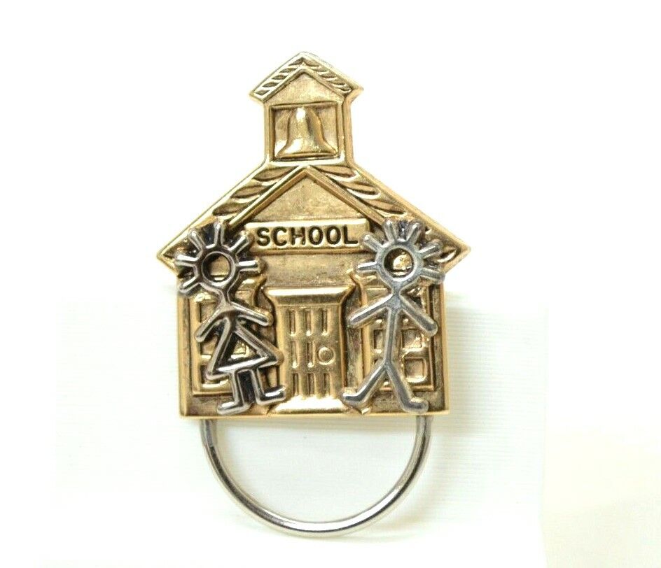 School Scarf Holder Brooch Pin Gold Silver Tone Lapel Hat Bag Gear Collectible