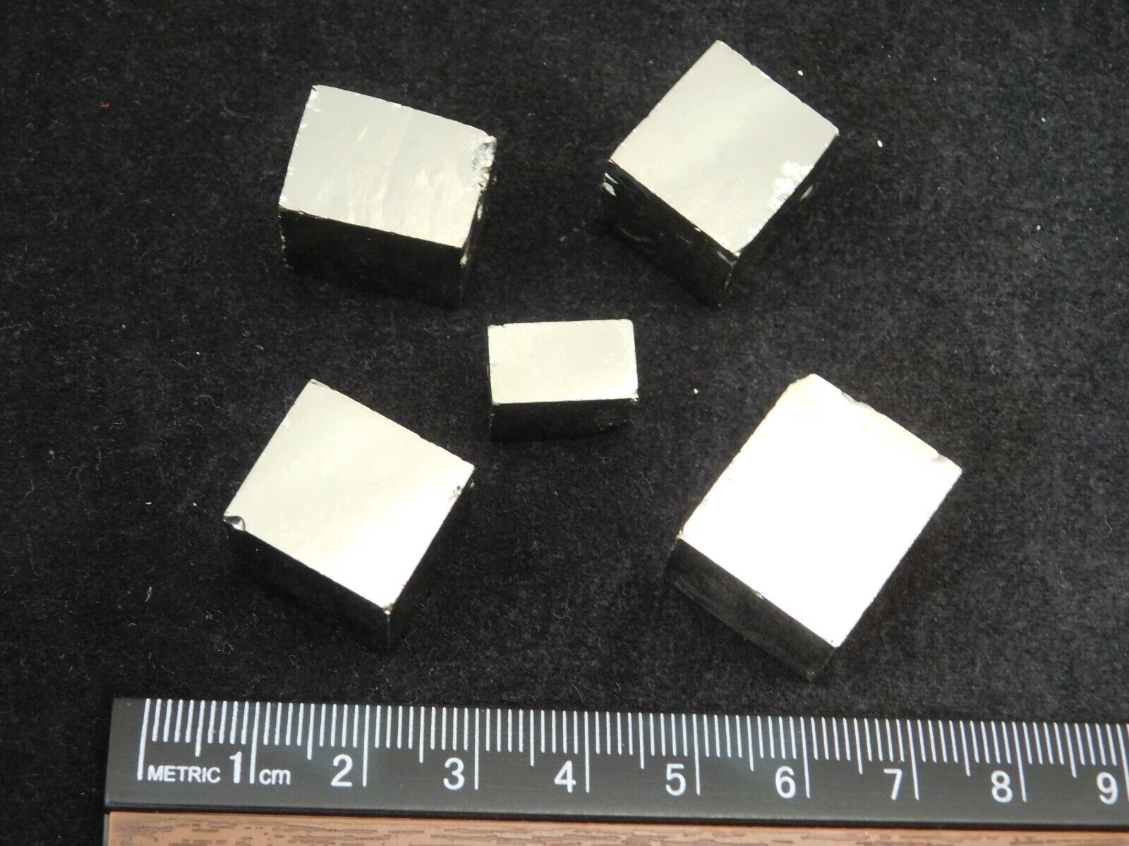 Lot of FIVE NICE and 100% Natural Pyrite Crystal CUBES From Spain 82.5gr