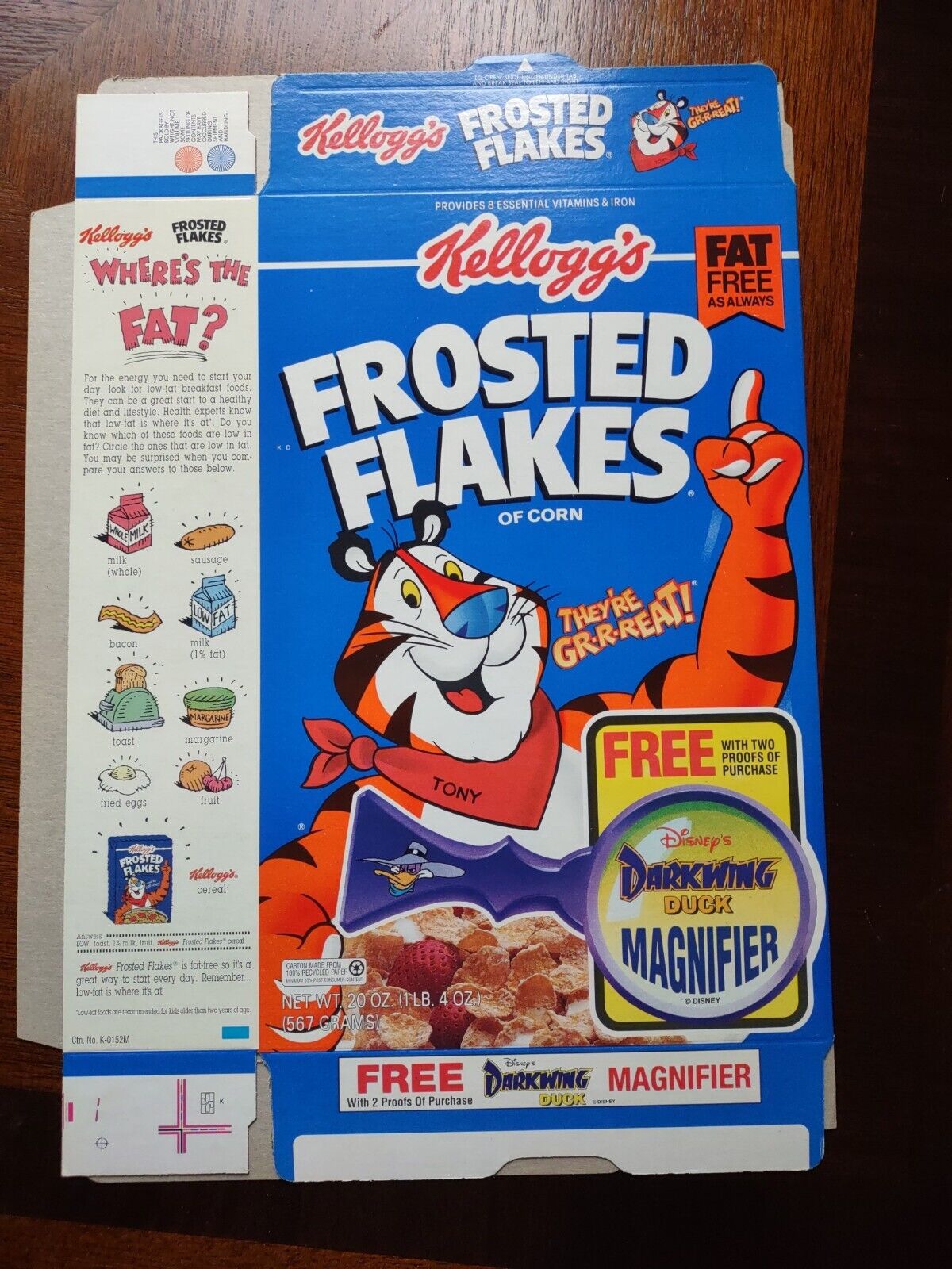 1993 Kelloggs Frosted Flakes vintage Cereal Box NEW original flat~Darkwing Duck~