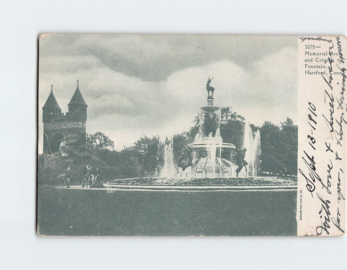 Postcard Memorial Arch and Corning Fountain, Hartford, Connecticut