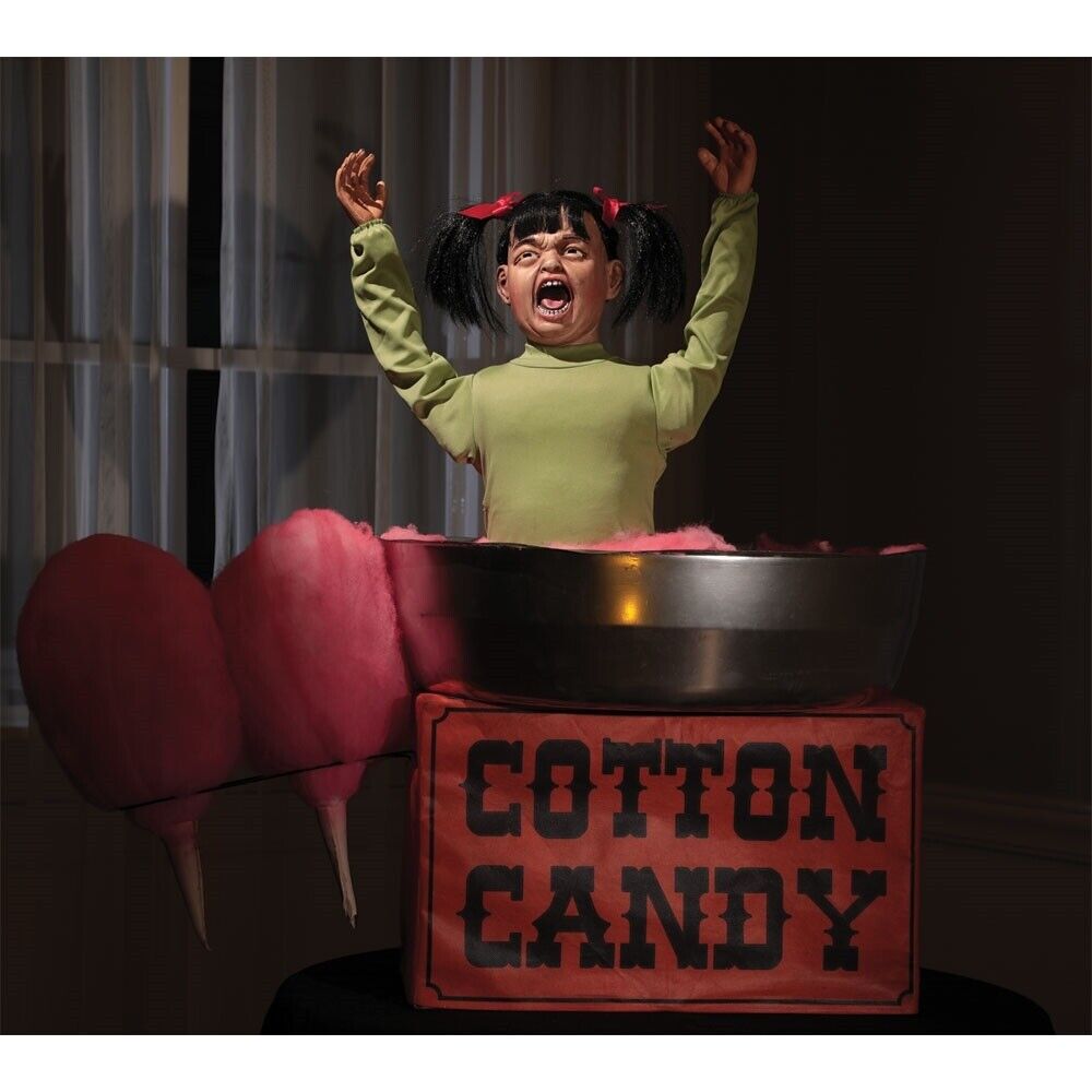 Cotton Candice Animated Prop Haunted Circus Carnival Clown Halloween