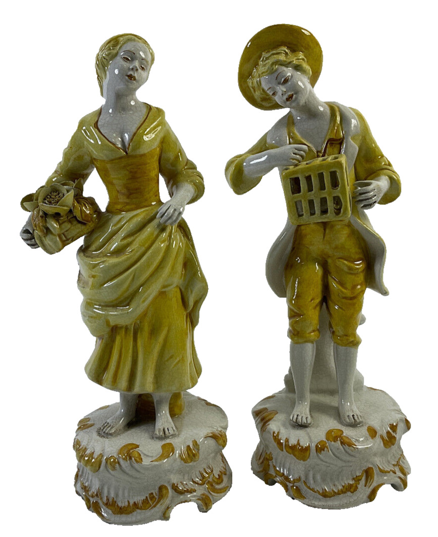 A Pair of Meiselman Imports Porcelain Figurines Male and Female Italy Vintage