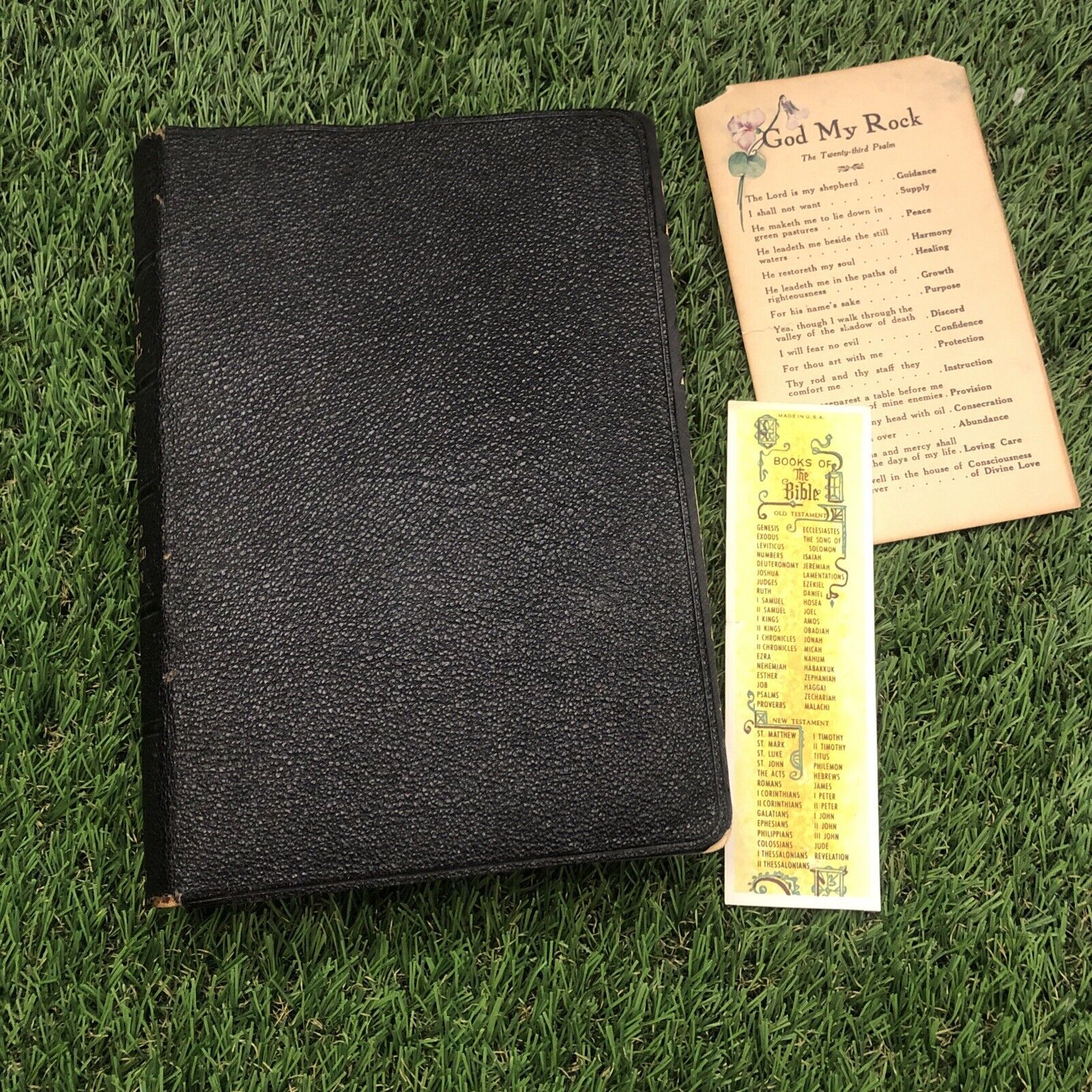 1953  BLACK Nelson Bible Revised Standard Edition Genuine Morocco Leather Lined