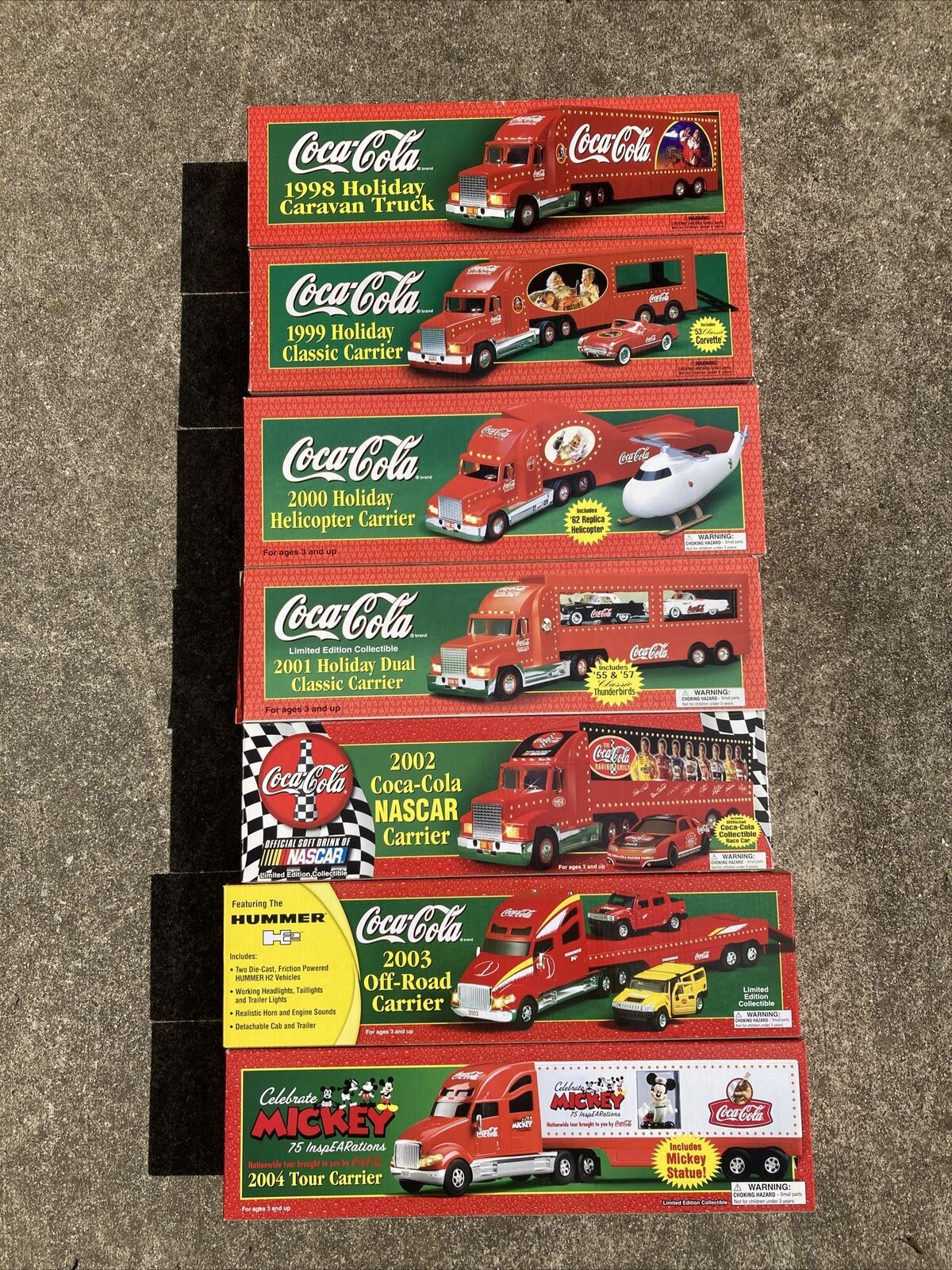 1998-2004 Coca-Cola Toy Trucks - New In Box, includes all parts