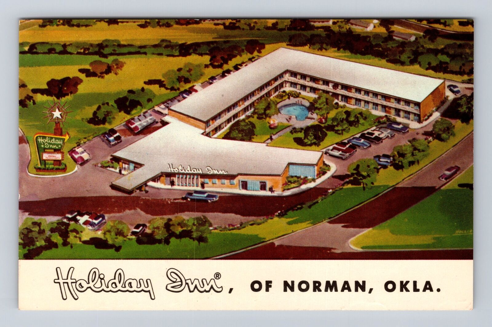 Norman OK-Oklahoma, Holiday Inn, Advertising, Antique Vintage Souvenir Postcard
