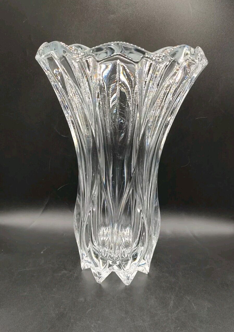 Vtg Celebrations By Mikasa Lead Crystal Clear Glass Flower Vase