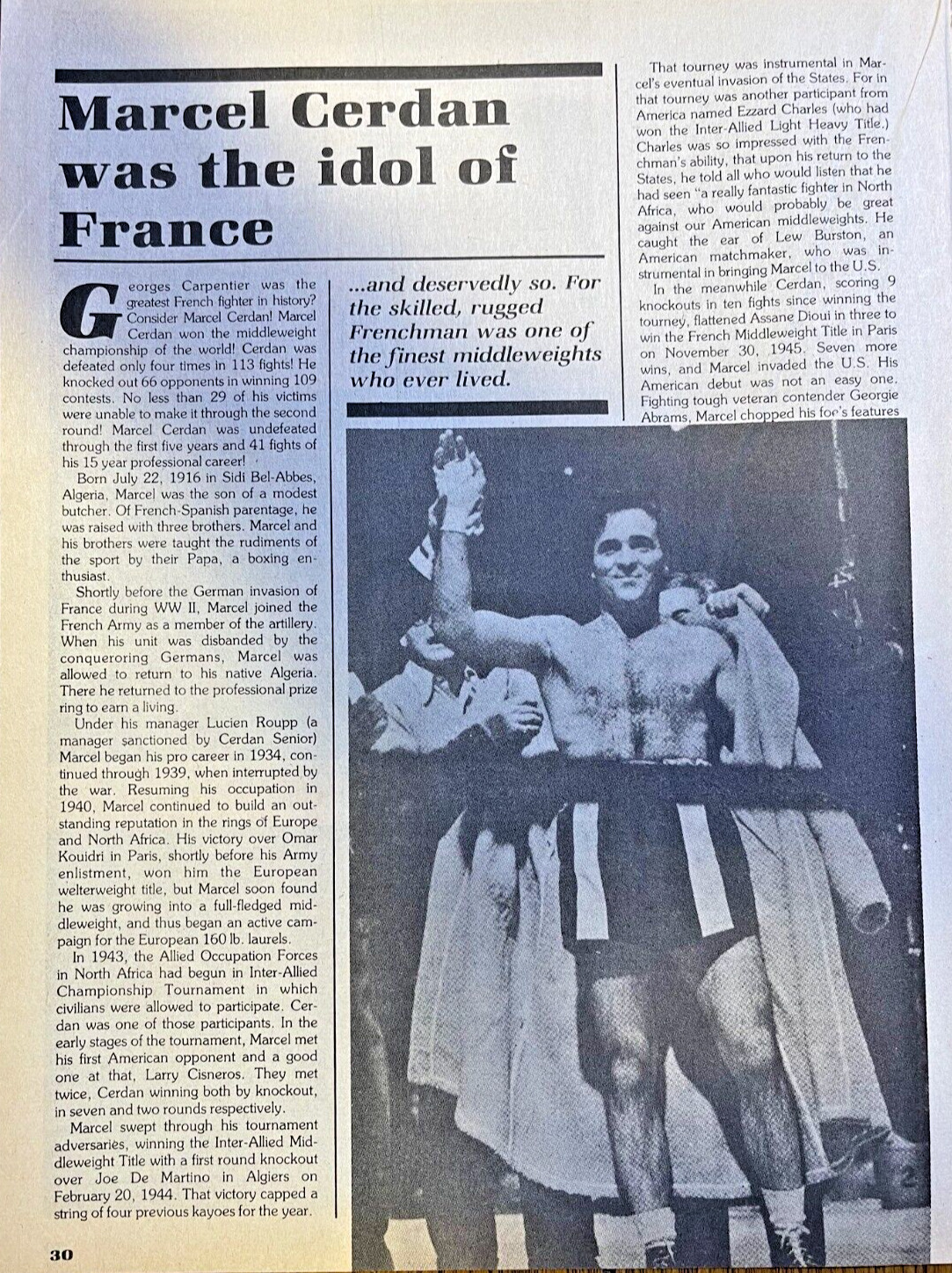 1981 French Boxer Marcel Cerdan