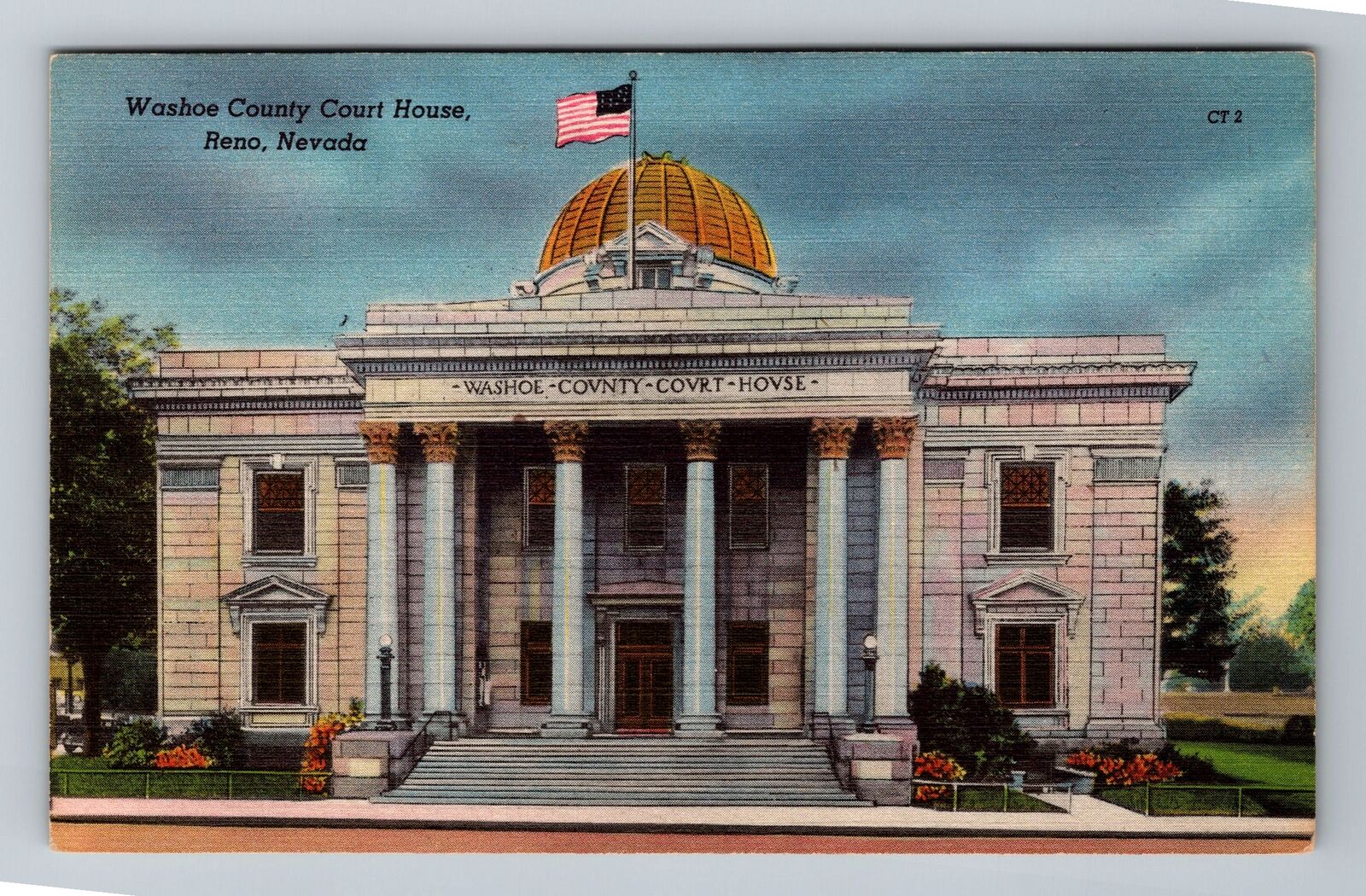 Reno NV-Nevada, Panoramic Washoe County Court House, Antique Vintage Postcard