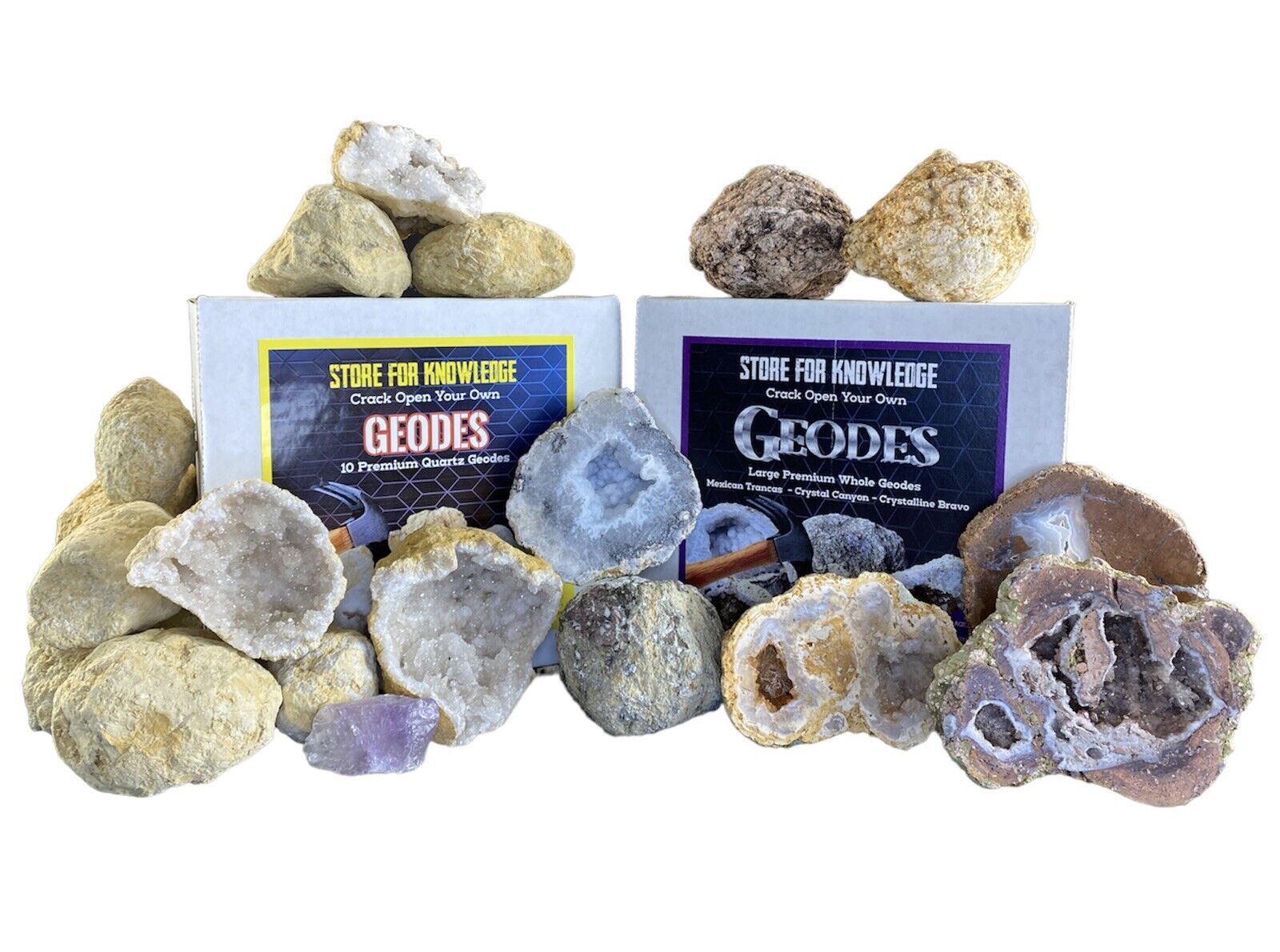 Combo Gift Pack - 13 Break Open Geodes - Mexican Trancas | Quartz | Florescent