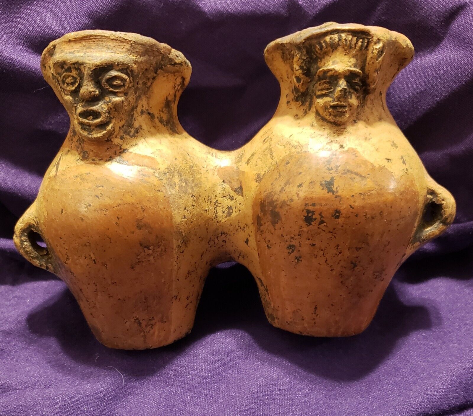 Pre Columbian Effigy Human Ceremonial Ancient Clay Vessel Pot Cup Terracotta 