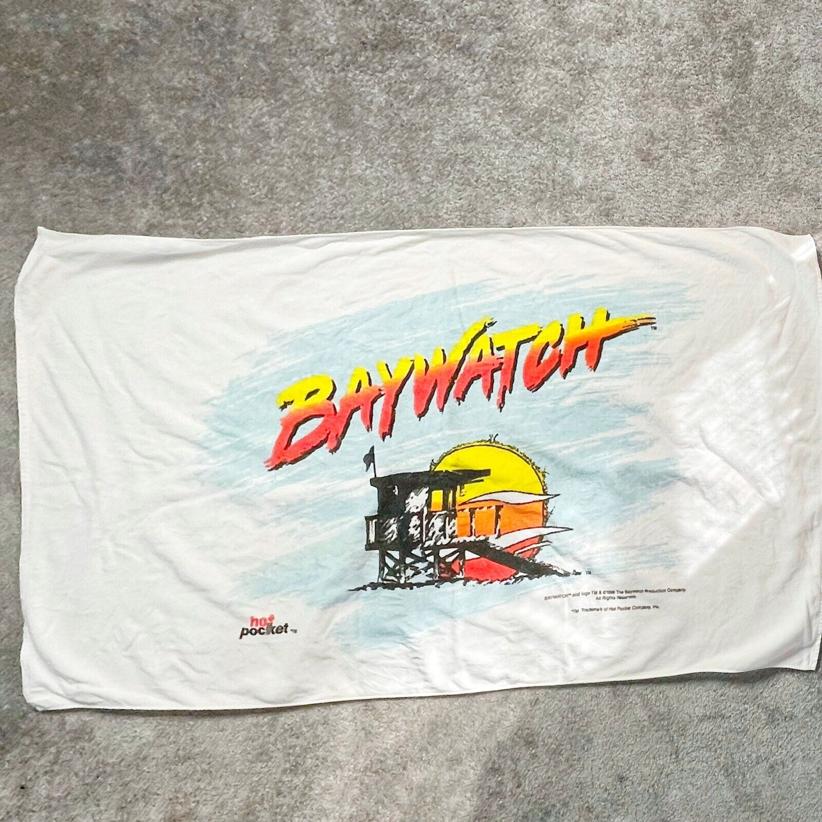 Rare Baywatch 1996 Vintage Beach Towel Hot Pockets Large Rare Collectible 58x32