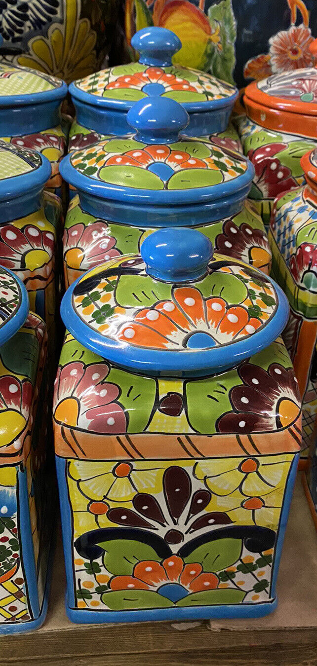 TALAVERA MEXICAN POTTERY -  CANISTERS set of 3      ***FREE FREIGHT***