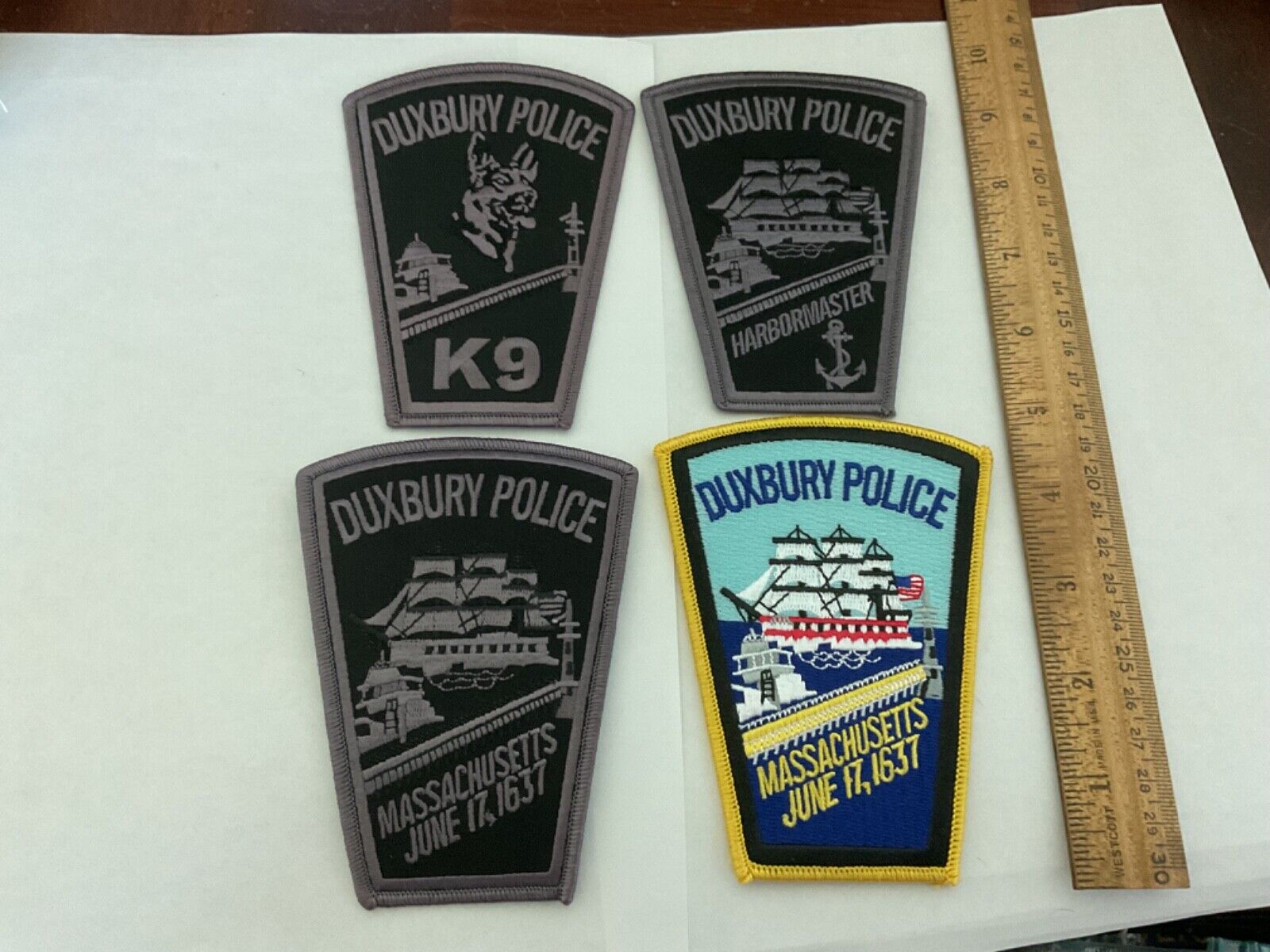 Duxbury Police Massachusetts collectable patch set 4 pieces limited