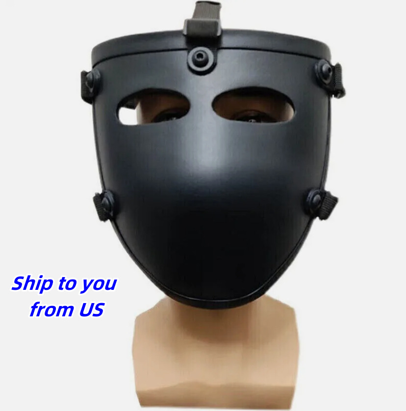 Aramid Fiber Tactical Ballistic IIIA Bullet Proof Face Guard Shield Black Mask