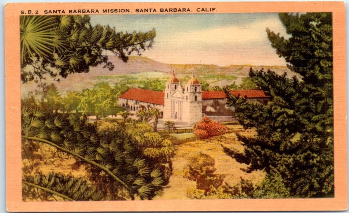 Postcard - Santa Barbara Mission, Santa Barbara, California, USA