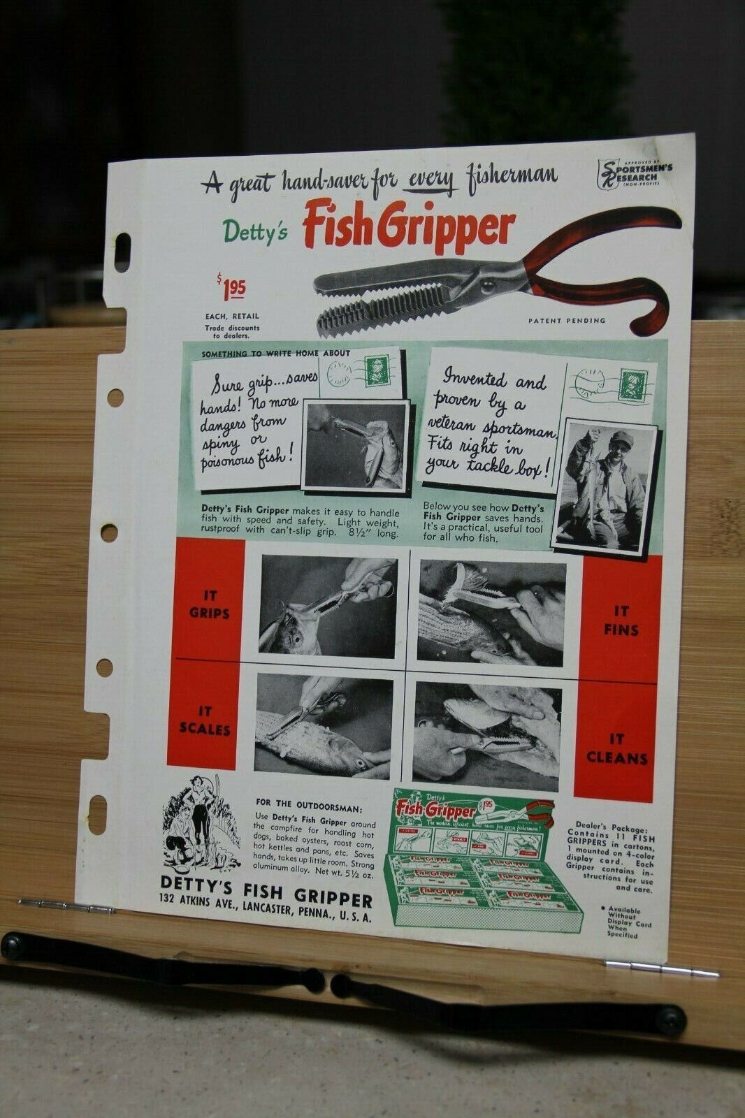 Brochure Detty\'s Fish Gripper Lancaster Pennsylvania PA Fishing Tackle Pliers 