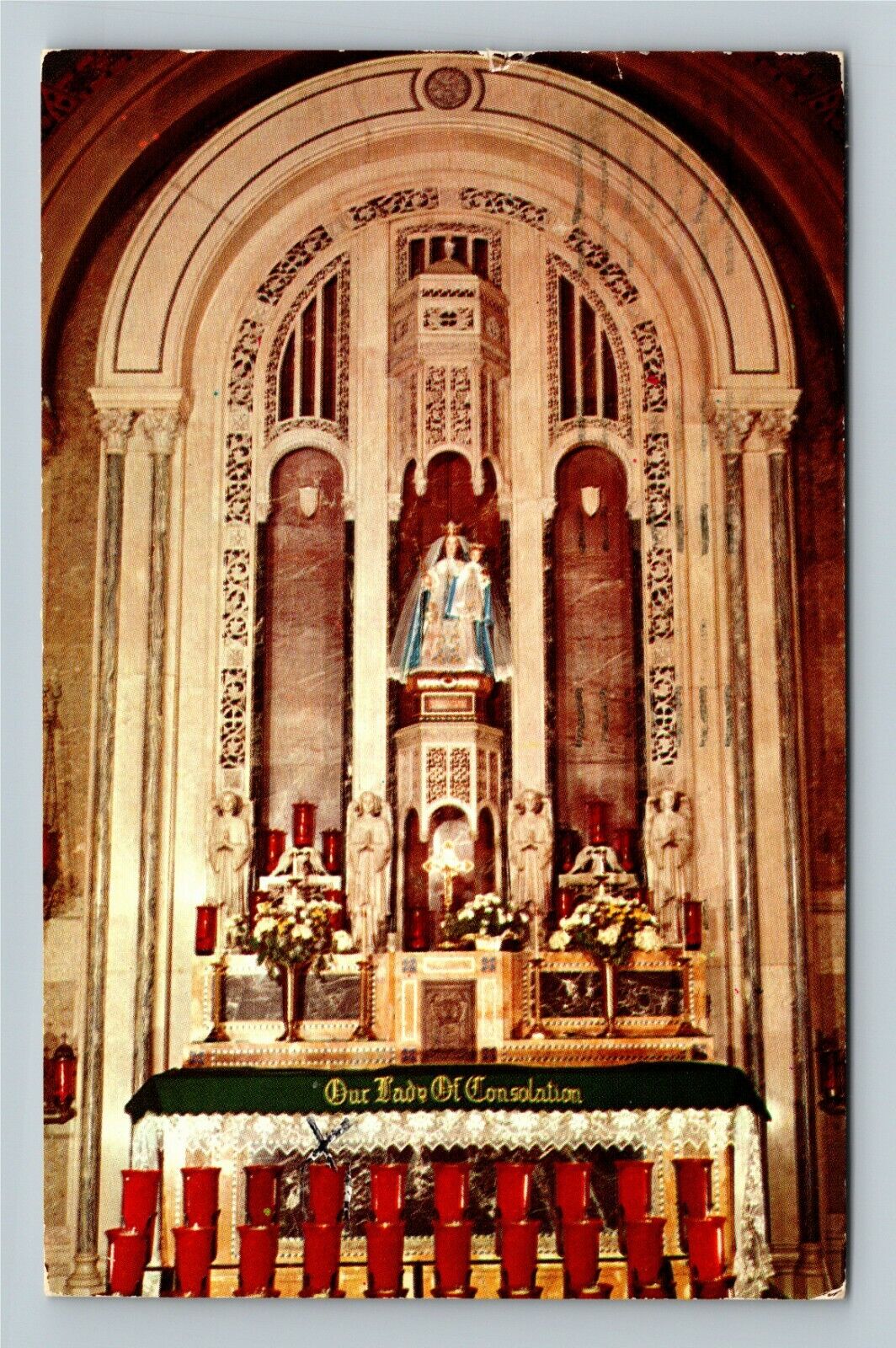 Carey OH-Ohio, Shrine Our Lady Consolation, Altar, c1959 Vintage Postcard