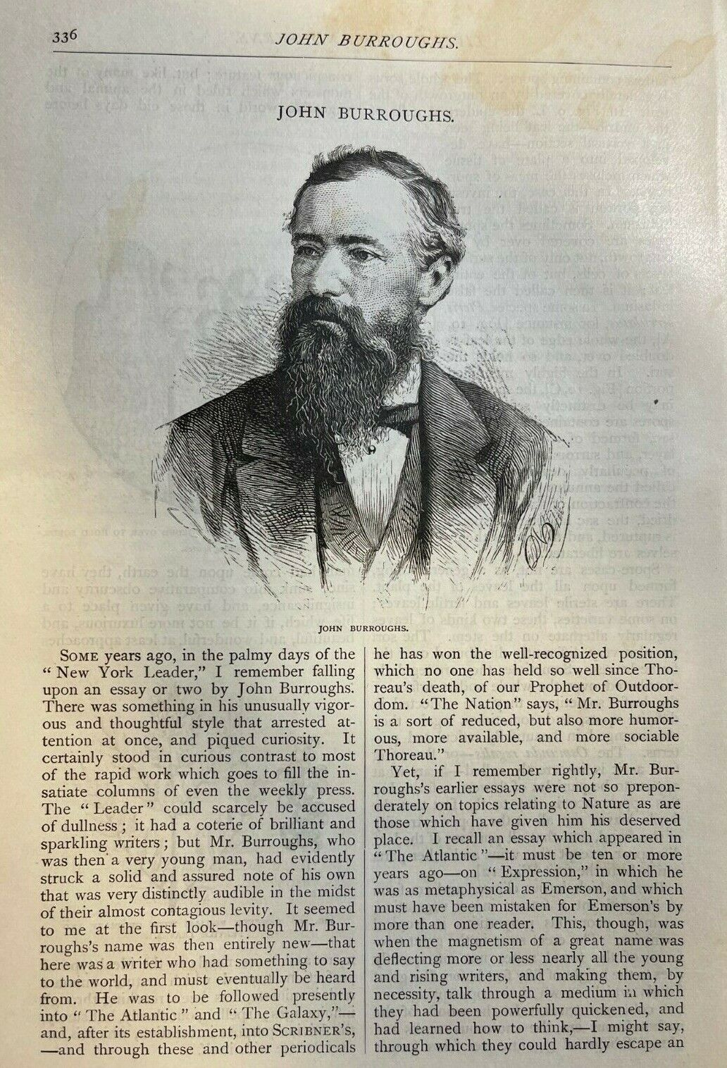 1877 Naturalist John Burroughs