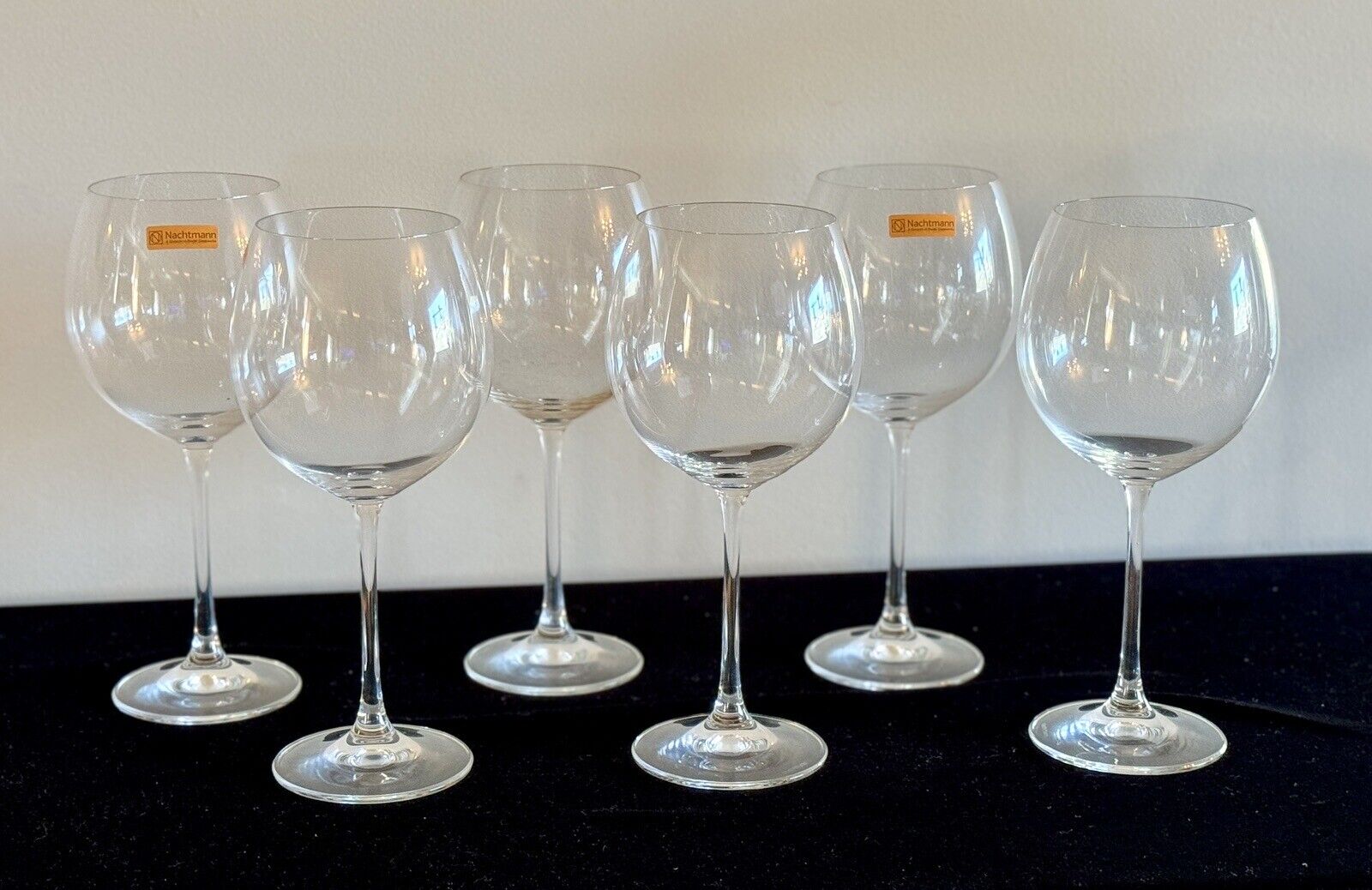 Vintage NACHTMANN Vivendi Premium Crystal Burgundy Wine Glasses~Set Of 6~Germany