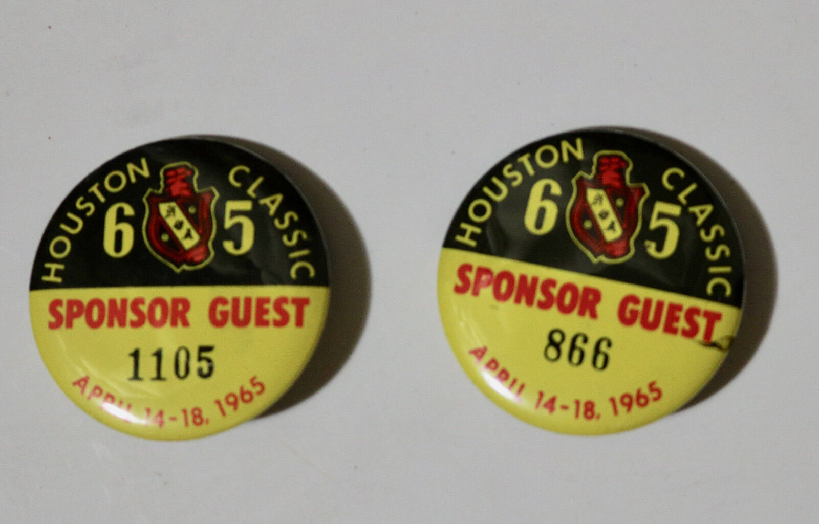 Houston Classic PGA golf vintage set of collectible pins Sponsor Guest 1965