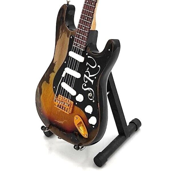 Miniature STEVIE RAY VAUGHAN SRV Guitar with Stand Display GIFT