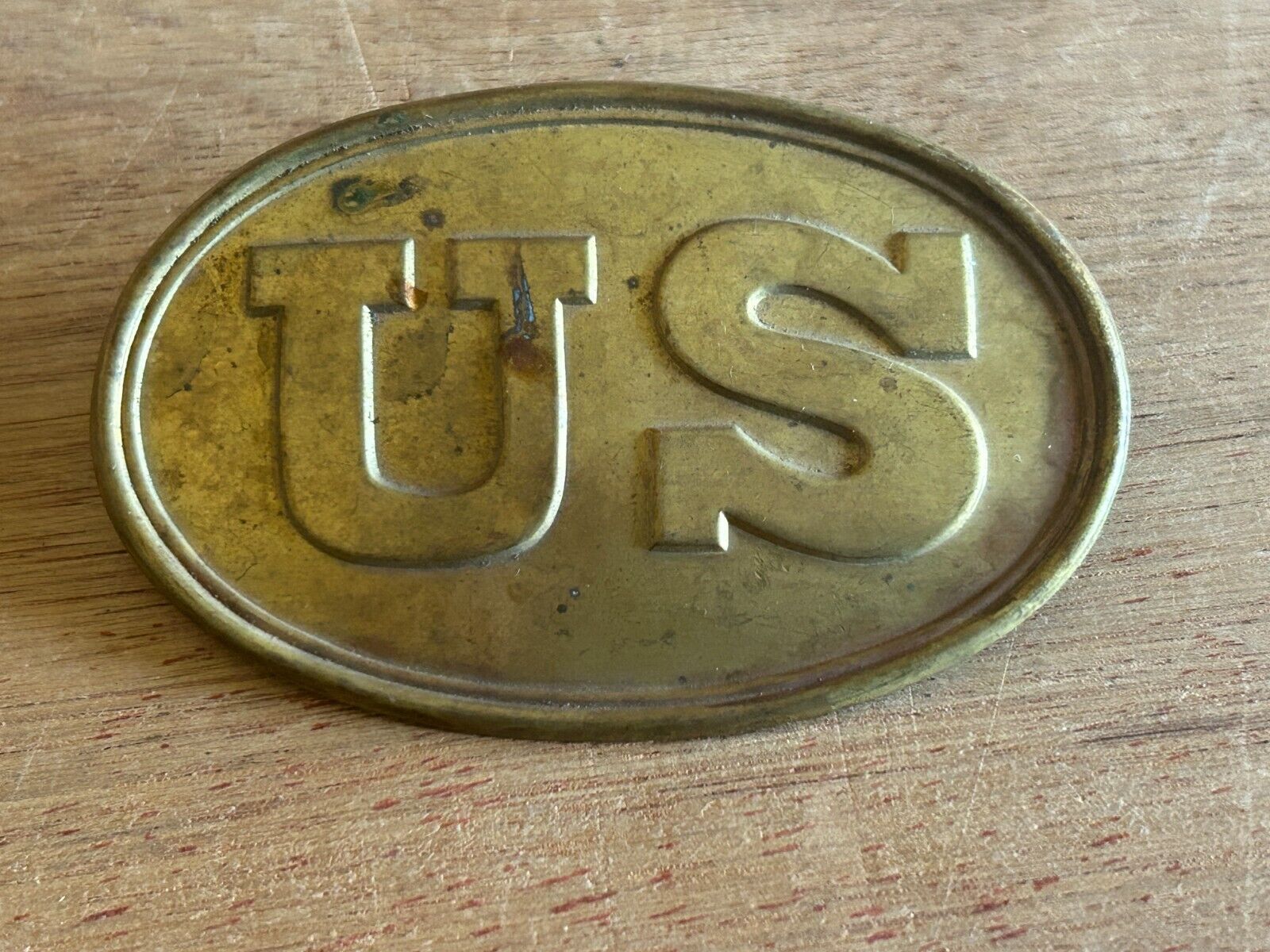 US Cartridge Box Plate Buckle  Military Lead Filled Loops Militaria Vintage