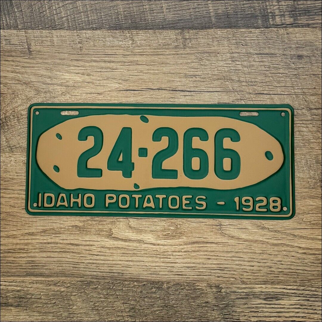IDAHO Potatoes 1928 License Plate - 24-266 - Professionally Restored