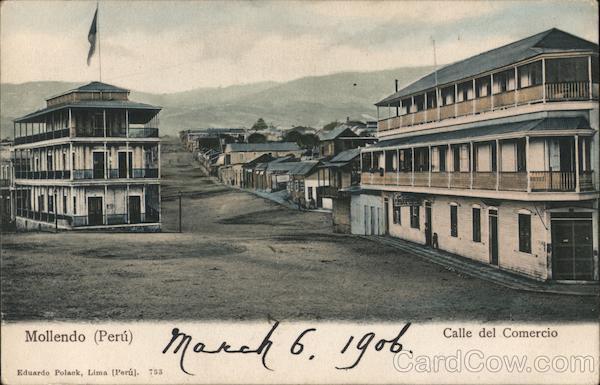Peru Mollendo (Peru),Calle del Comercio Postcard Vintage Post Card