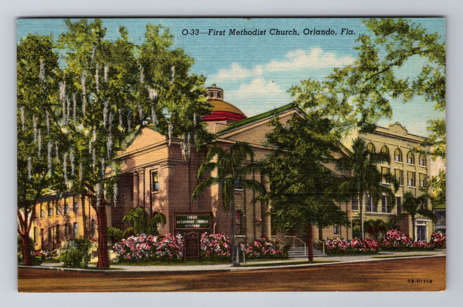 Orlando FL-Florida, First Methodist Church, Antique Vintage Souvenir Postcard