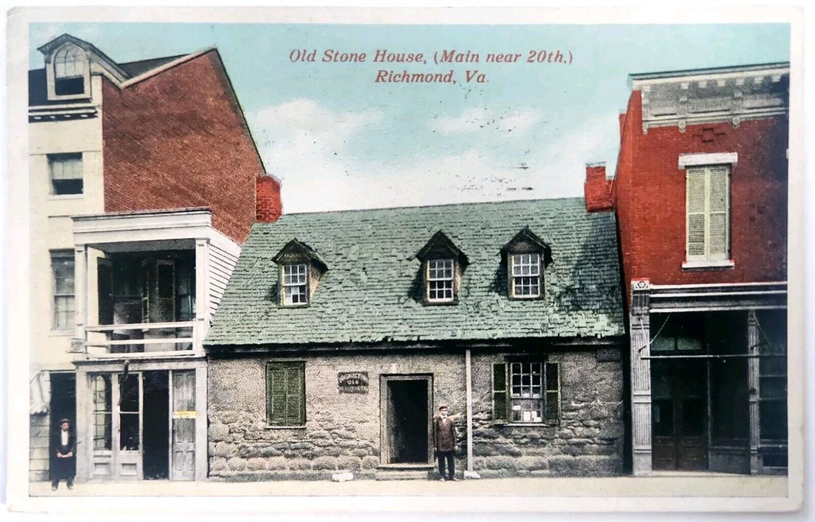 VINTAGE POSTCARD THE OLD STONE HOUSE (OLDEST IN CITY) RICHMOND VIRGINIA c. 1925