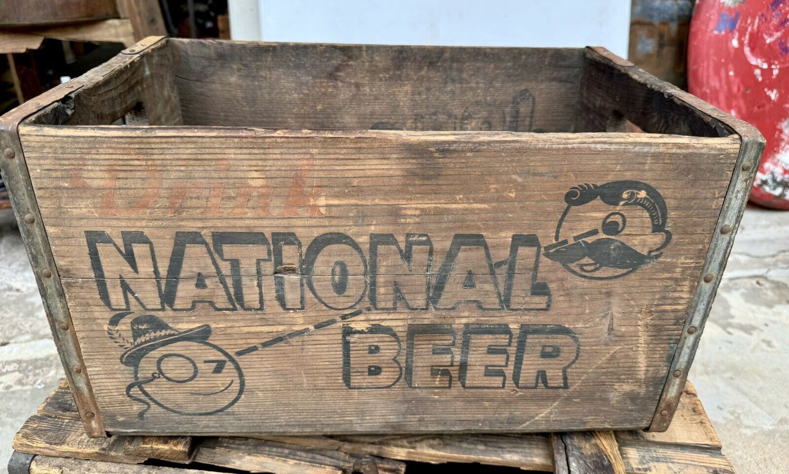 Vtg 1940s National Bohemian Beer Wood Beer Crate Box Baltimore MD Mr. Boh