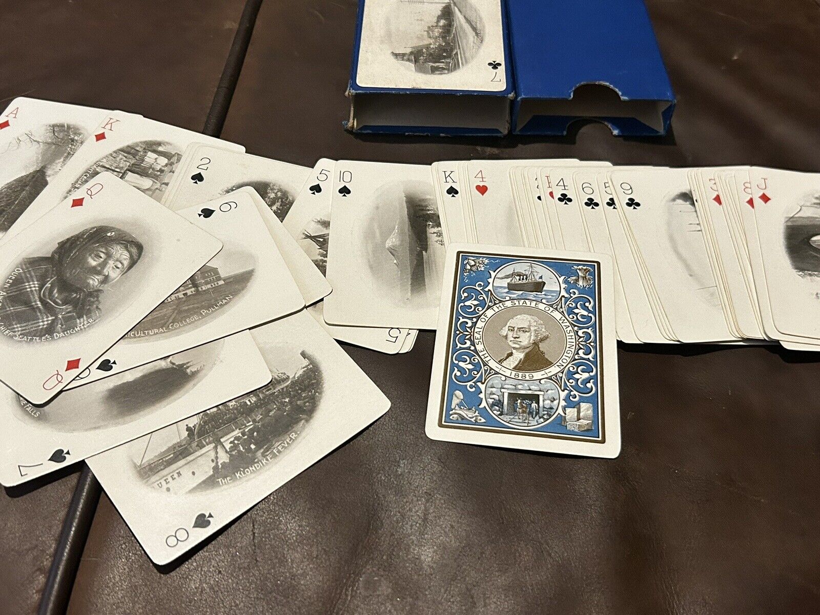 Historic 1899 Washington Rare  Playing Cards Scenic Photo Poker Deck Orig Box
