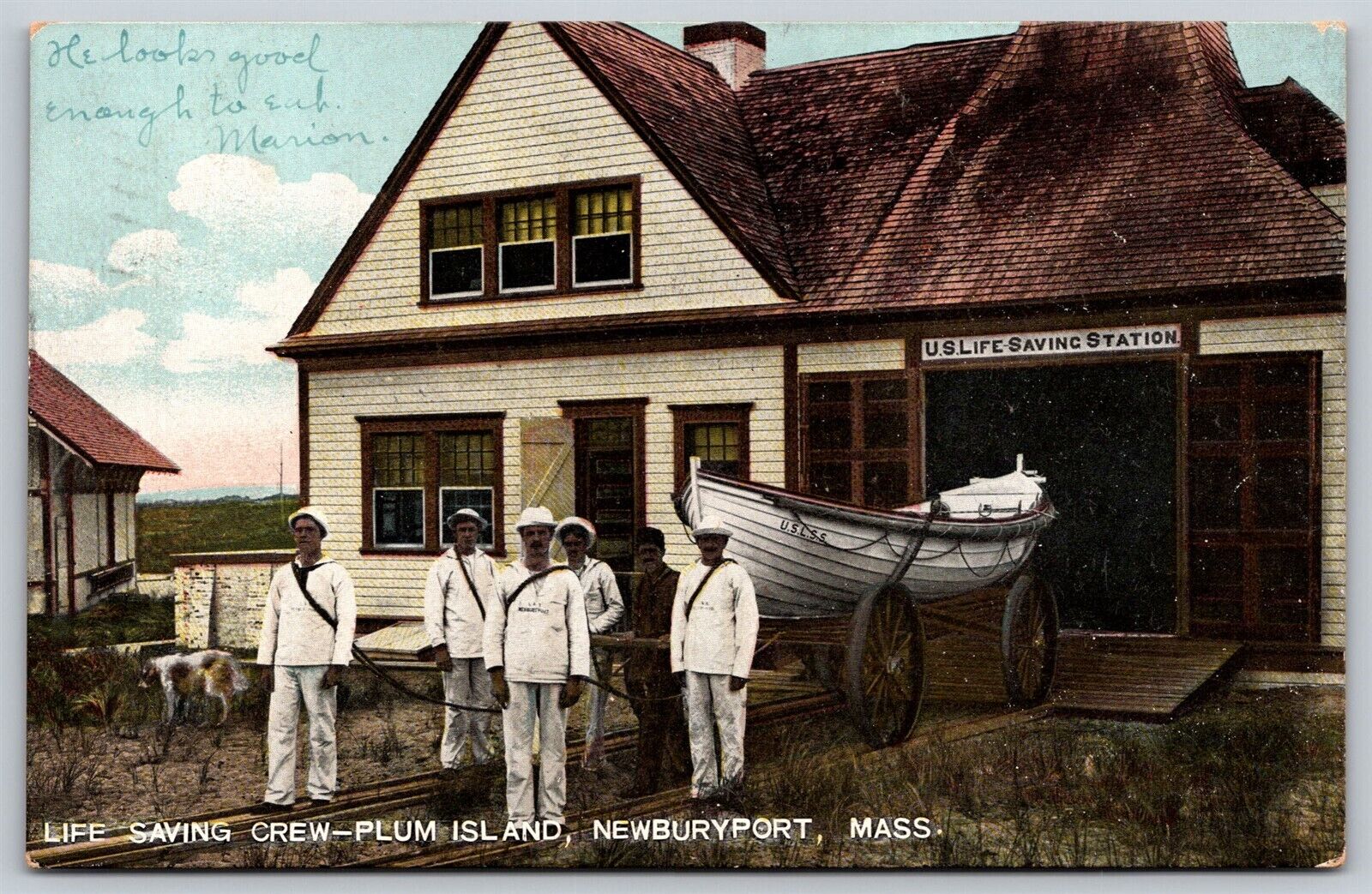 Postcard Life Saving Crew - Plum Island, Newburyport MA 1906 N134