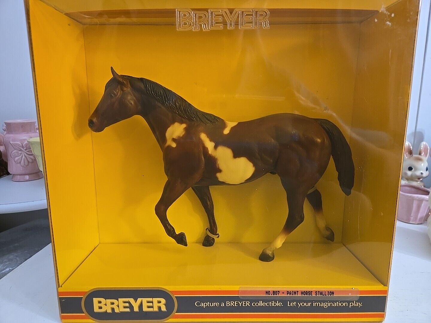 Vintage Breyer #807 Paint Horse Stallion In Box Amber Plastic 1980s Pony Colt 