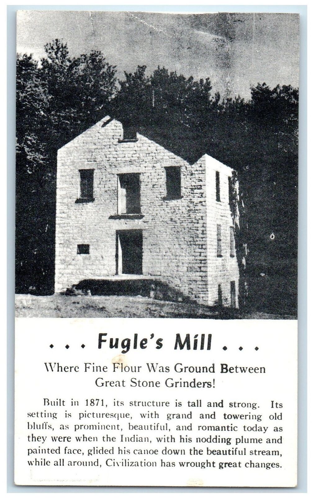 c1940s Fugle's Mill And Museum Scene Stewartville Minnesota MN Unposted Postcard