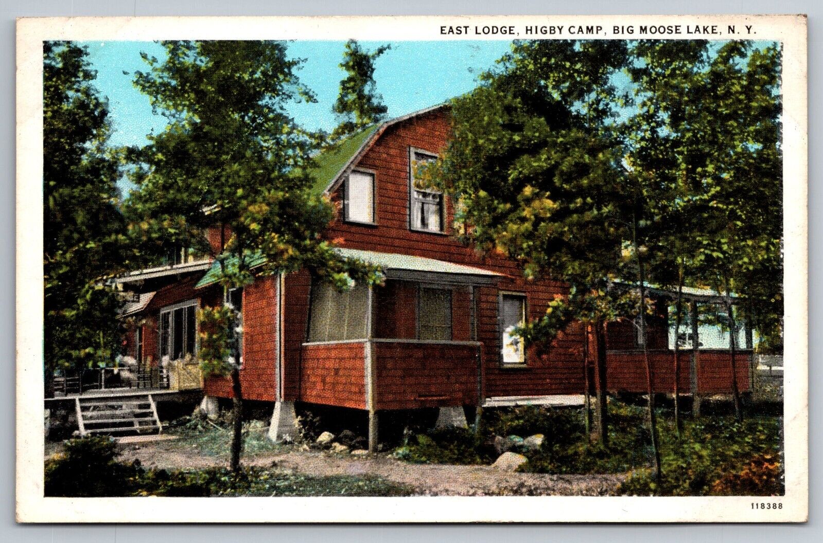 East Lodge. Higby Camp. Big Moose New York Vintage Postcard