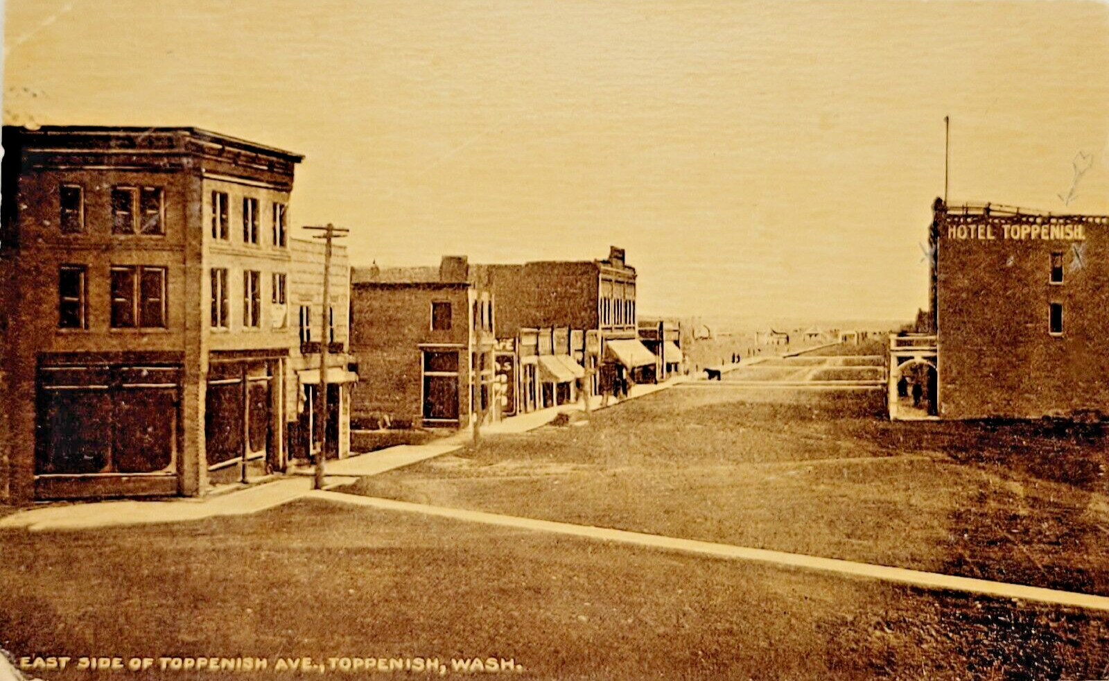 Rare 1911 Postcard East Side of Toppenish Avenue Washington Yakima County WA