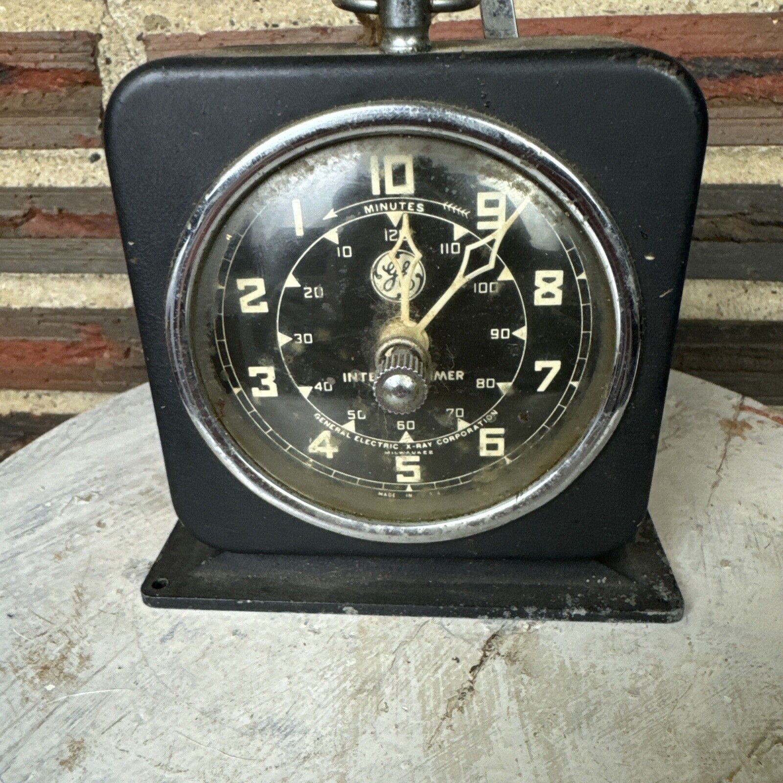 Vintage G.E. Interval Timer General Electric X-Ray Corp. Wind-Up 1953 Black 50s