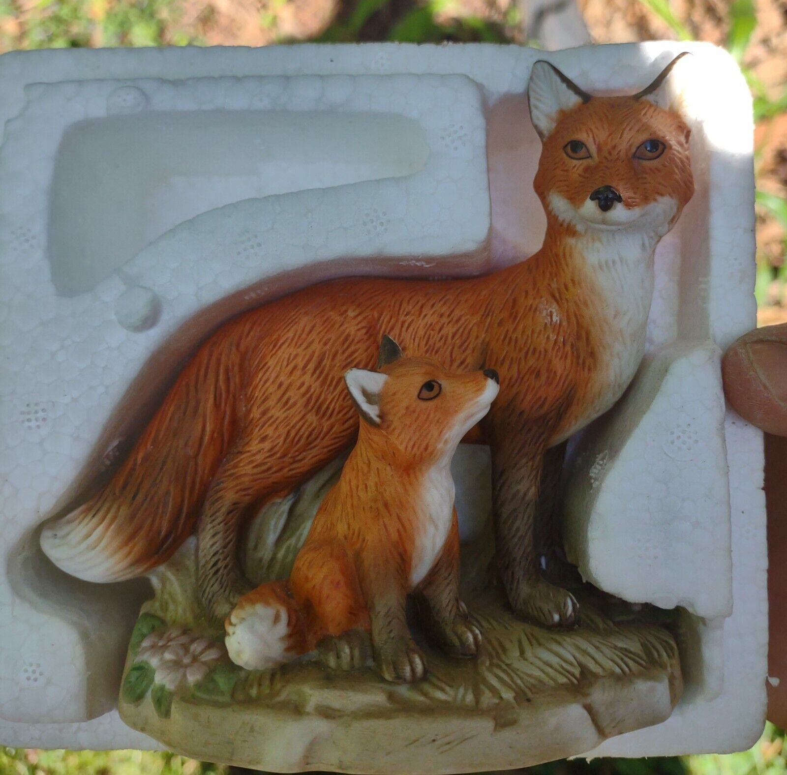 Vintage HOMCO Red Fox Figurine Mom and Pup Home Interior #1417