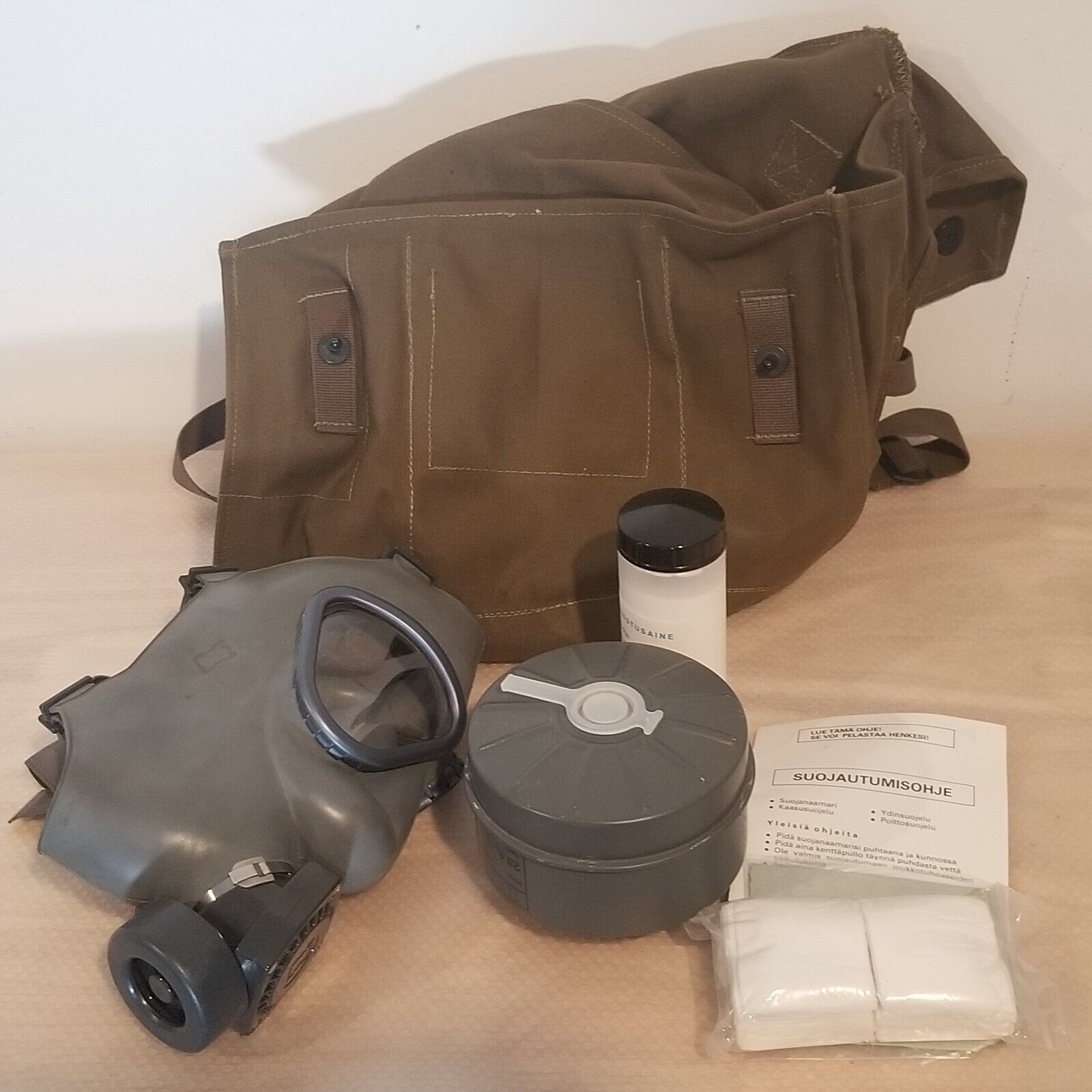 Finnish Army Military Surplus Gas Mask, NOS, Respirator, Bag, Sealed Filter