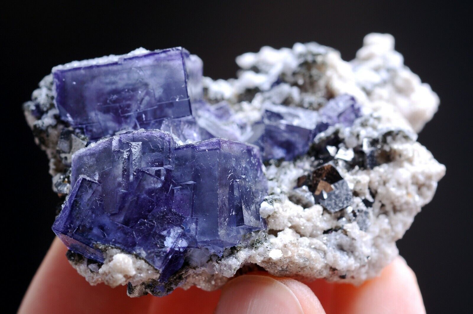 63g Natura Cube Purple FLUORITE Arsenopyrite Mineral Specimen/Yaogangxian  China