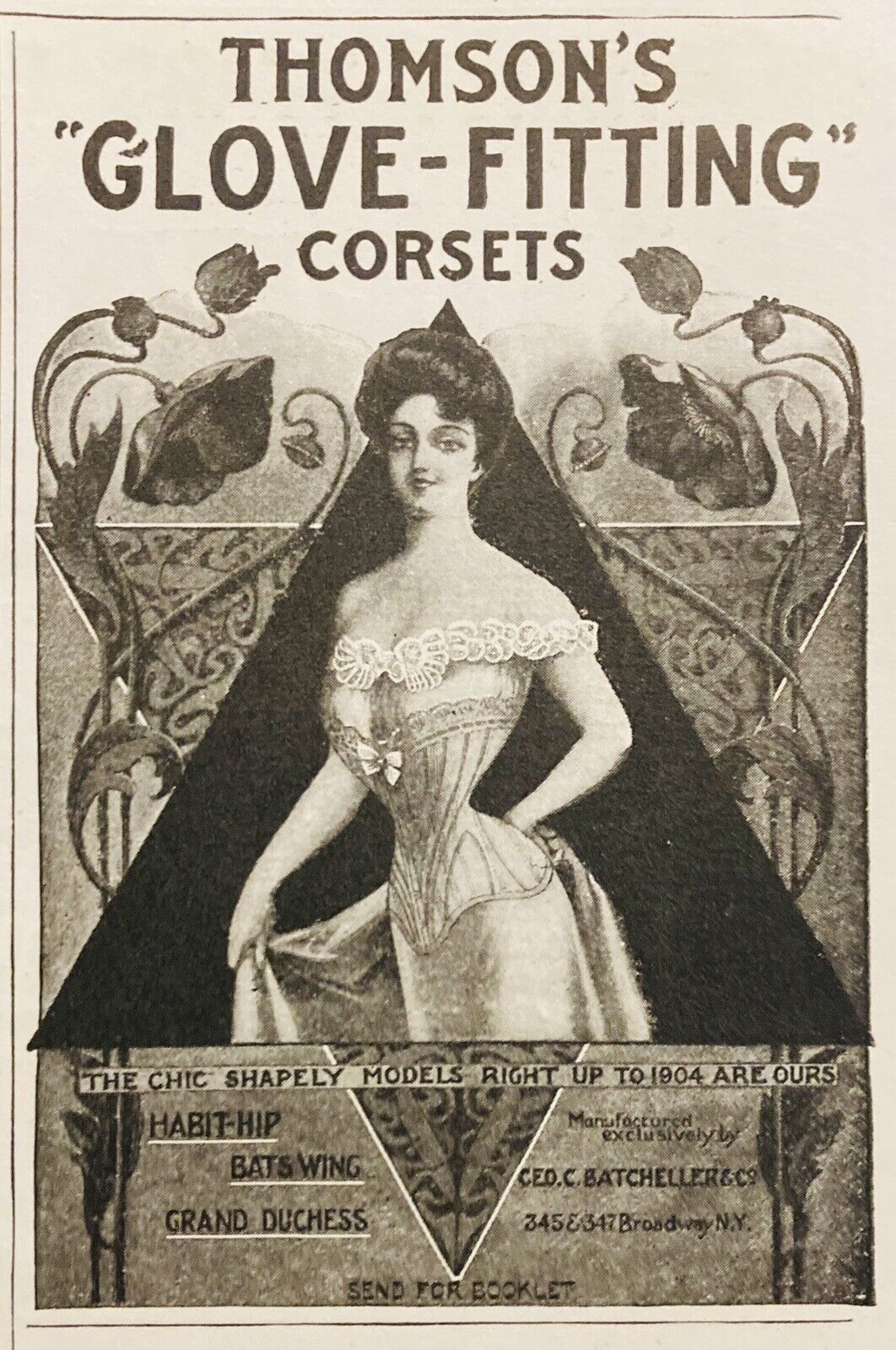 1904 AD(N18)~THOMSON’S “GLOVE-FITTING” CORSETS, BROADWAY, NY.