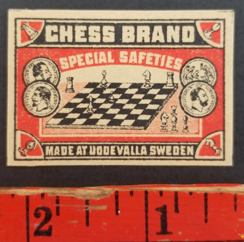 Chess Brand 1930\'s Chessboard Paper Label Card (NM)