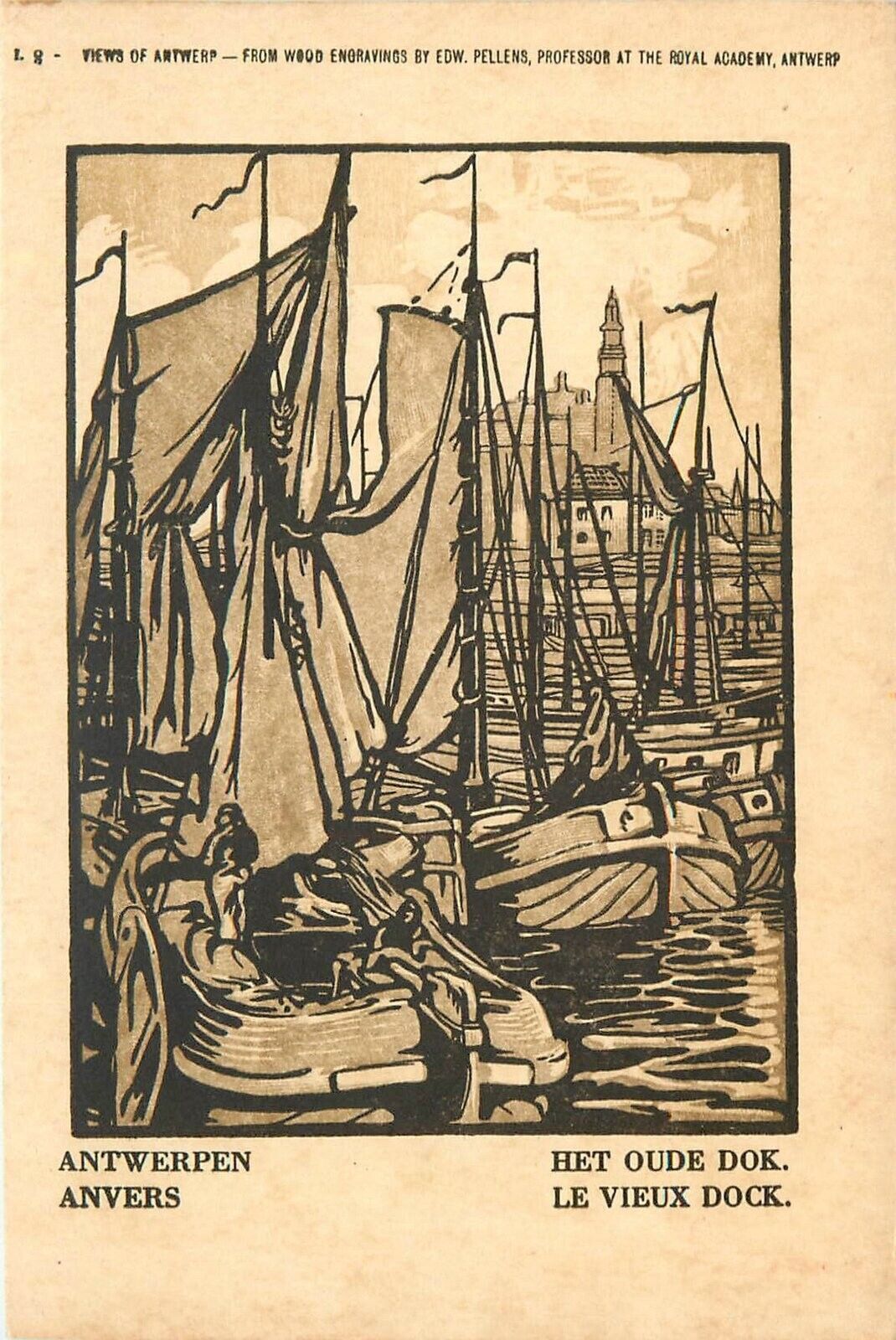 Postcard C-1910 Antwerp Belgium red Star Steamship Arts & CraftsTR24-2145