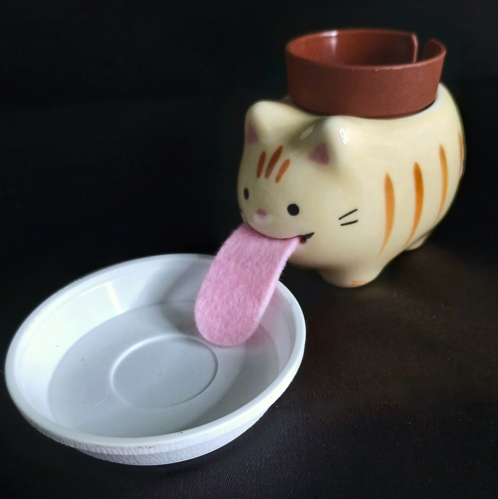 NEW Mini Ceramic Fat Orange Striped Tabby Cat Self Watering Planter