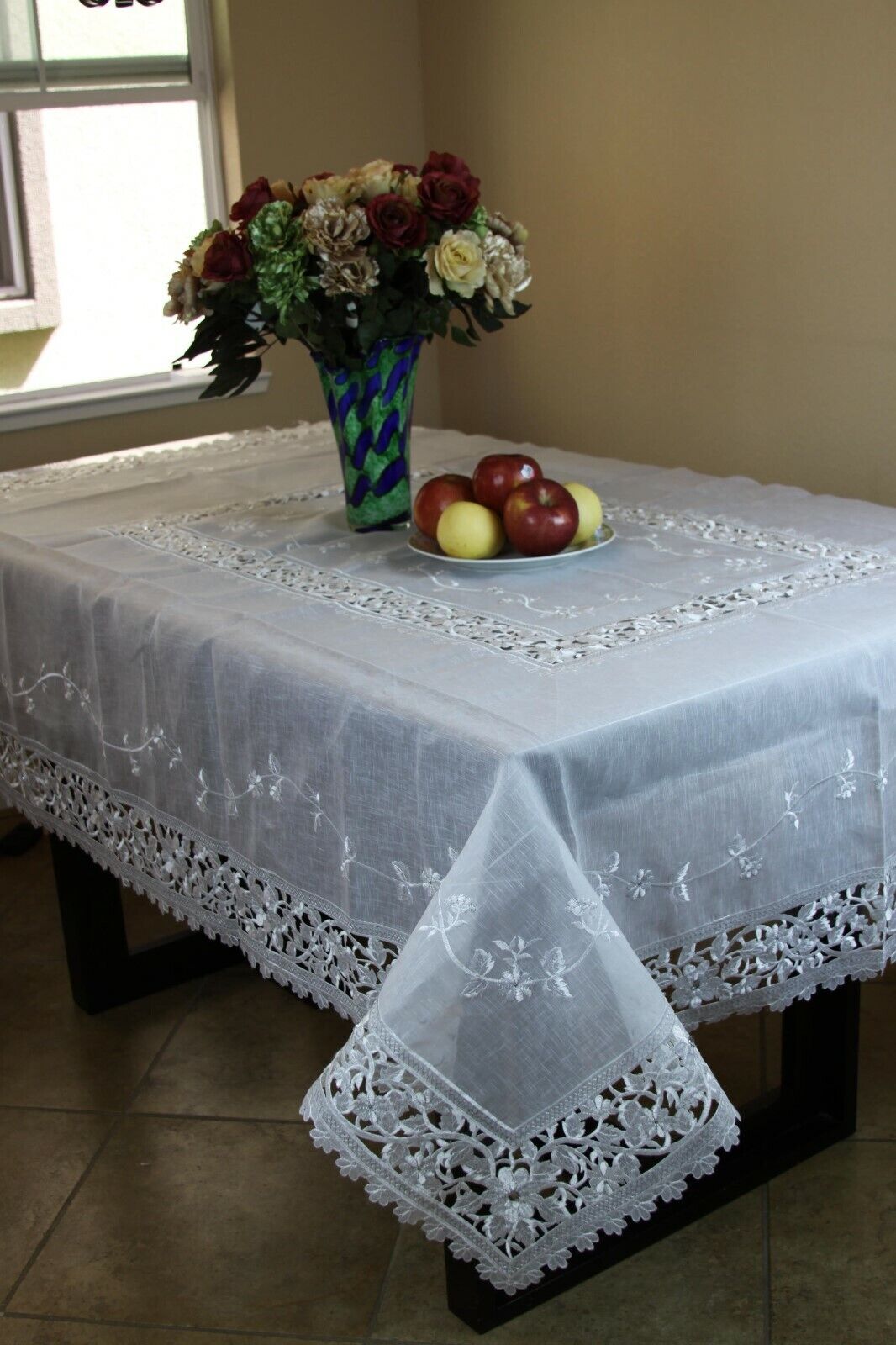 Grant Linen Embroidered Tablecloth
